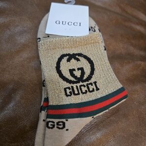 Gucci Tan and Gold Casual Socks